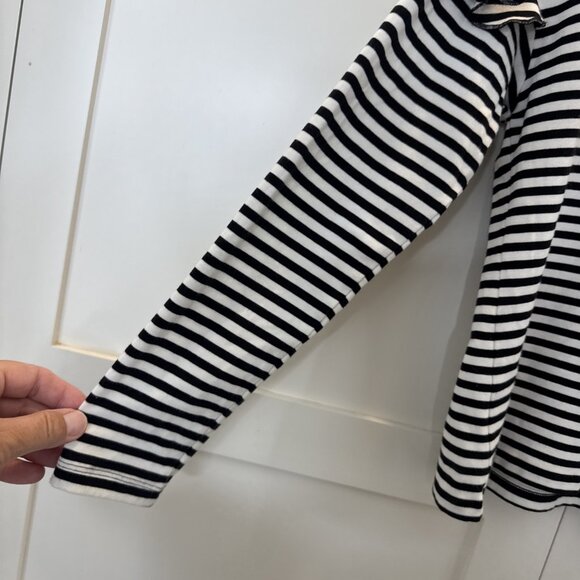 H&M Black & White Striped Ruffle Long Sleeve Top Size Medium - Picture 5 of 15